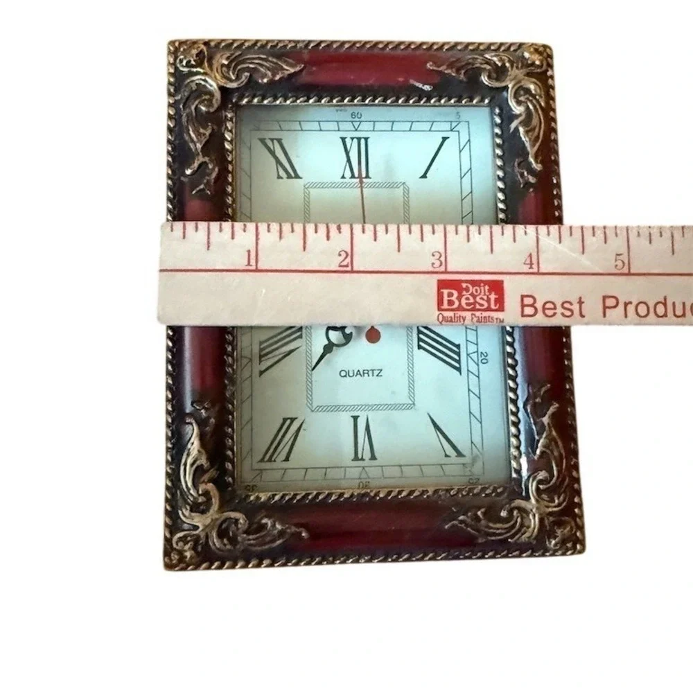 Forever Beautiful Vintage Ornate Wall Clock Red & Gold Roman Numerals analog 6x5